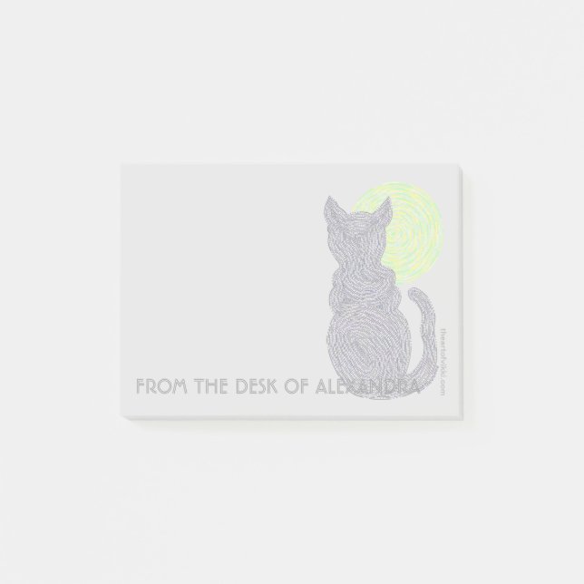 A Black Cat And Moon From The Desk Of Post-it Notes (Front)
