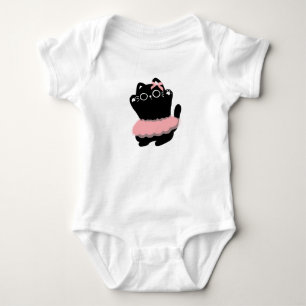 "A Black Cat Comes to Life in a Dance Skirt." Baby Bodysuit