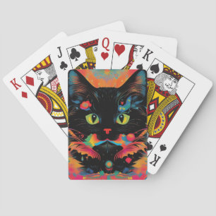 A black cat has been considered a sign of good luc playing cards
