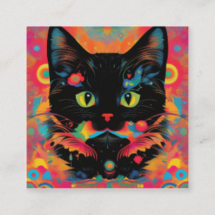 A black cat has been considered a sign of good luc square business card