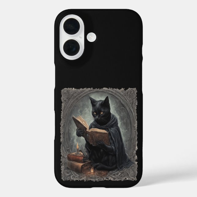 A Black Cat Wearing A Cloak Studying Halloween Case-Mate iPhone Case (Back)