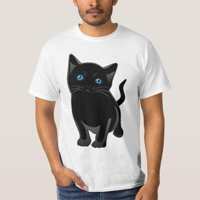 " a black cat with blue eyes" T-Shirt (Front)