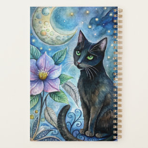 A Black Cat with Striking Yellow Eyes Planner