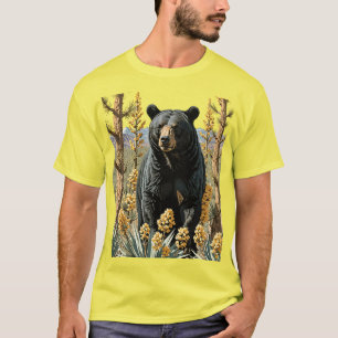 A Black Coloured Bear Surrounded By Yucca Flower 1 T-Shirt
