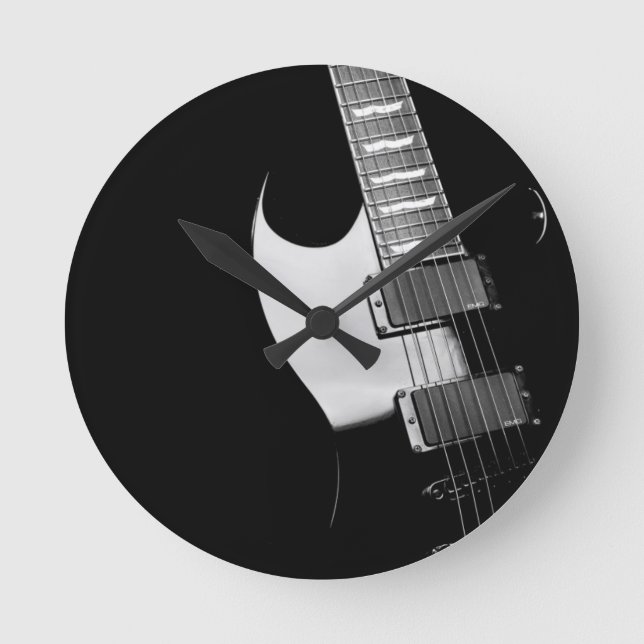 A black Guitar Round Clock (Front)