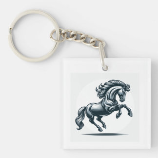 A black horse print keyring