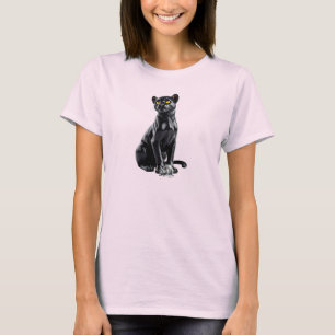 A black panther sitting, watching the environment T-Shirt