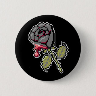A Black Rose Painted Red Pixel Art Button