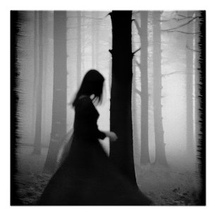A black shadow brushes past the tree poster