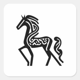 A Black Silhouette Patterned Horse Tattoo Icon Square Sticker