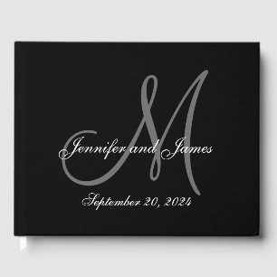 A Black Tie Affair Elegant Monogram Photo Wedding Guest Book