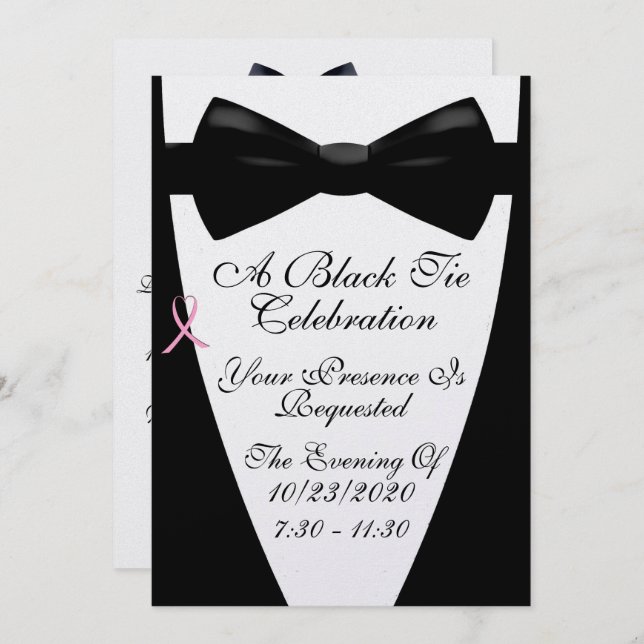 A Black Tie Cancer Awareness Event Invitation (Front/Back)