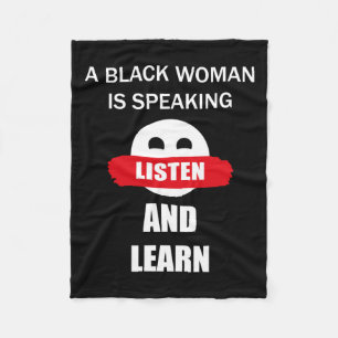 A Black Woman Is Speaking  Fleece Blanket