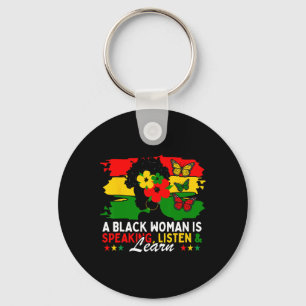 A Black Woman Is Speaking Listen And Learn For Afr Key Ring
