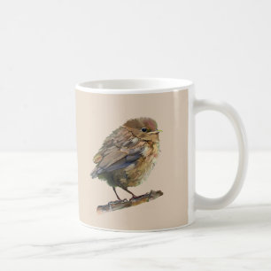 A blackbird fledgling coffee mug