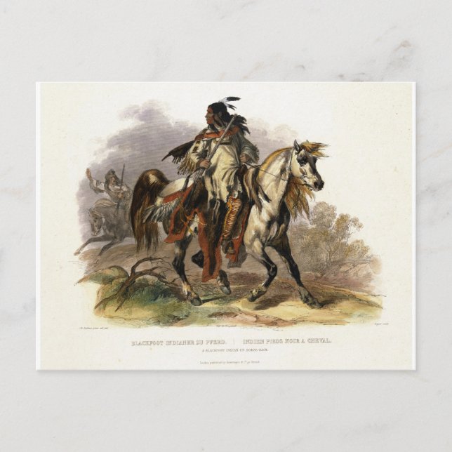A Blackfoot Indian on Horseback, plate 19 from Vol Postcard (Front)