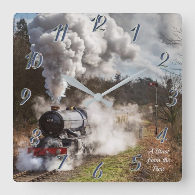 A Blast from the Past Steam Locomotive Square Wall Clock (Front)