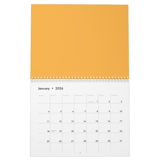 A blend of yellow and orange hues creates a vibran calendar (Jan 2026)