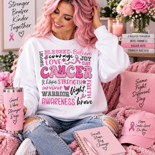 A block of Cancer Related words in Fonts Sweatshirt