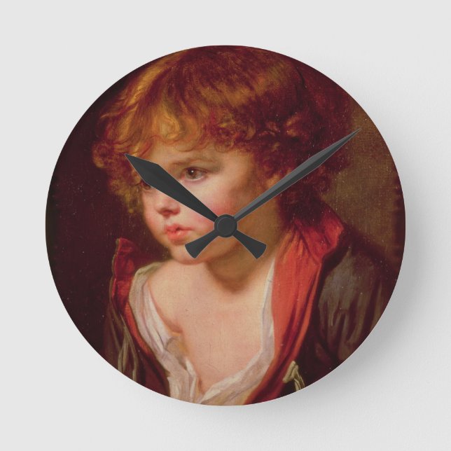 A Blonde Haired Boy with an Open Shirt Round Clock (Front)