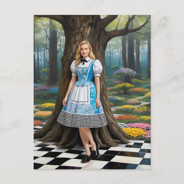 A Blonde Woman in the Chequered Floor  Forest Postcard (Front)
