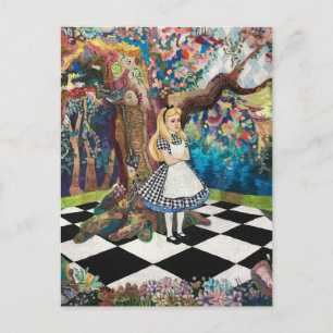 A Blonde Woman in the Chequered Forest Postcard