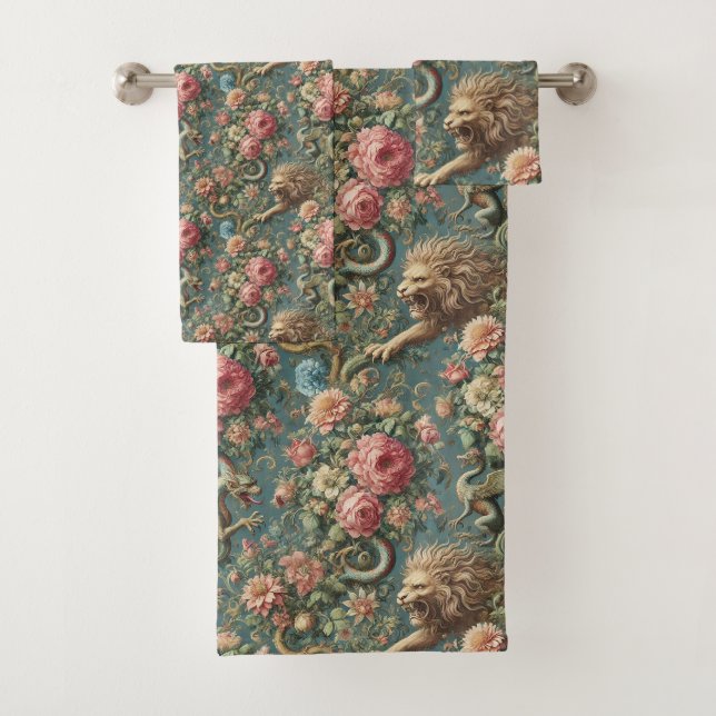 A Blooming Mythos – Gothic Victorian  Bath Towel Set (Insitu)