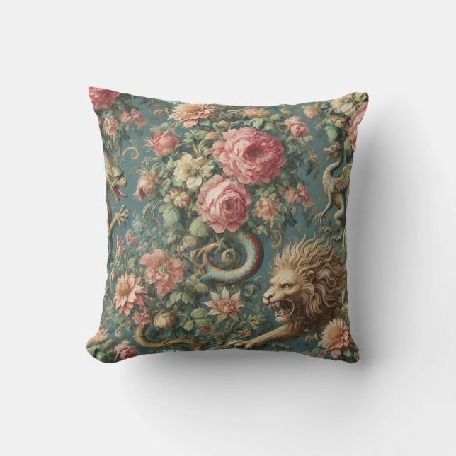 A Blooming Mythos – Mythical Victorian Design Cushion (Front)