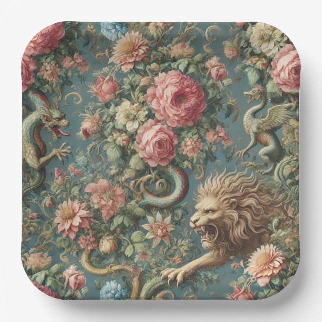 A Blooming Mythos – Mythical Victorian Design Paper Plate (Front)