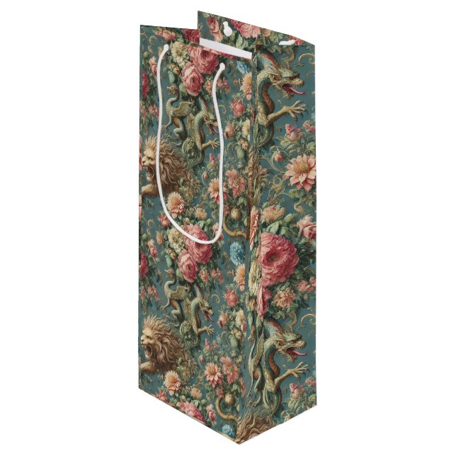 A Blooming Mythos – Mythical Victorian Design Wine Gift Bag (Front Angled)