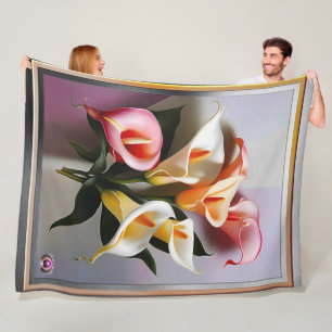 A Blossoming Of Calla Lilies In Pastel Colours Fleece Blanket