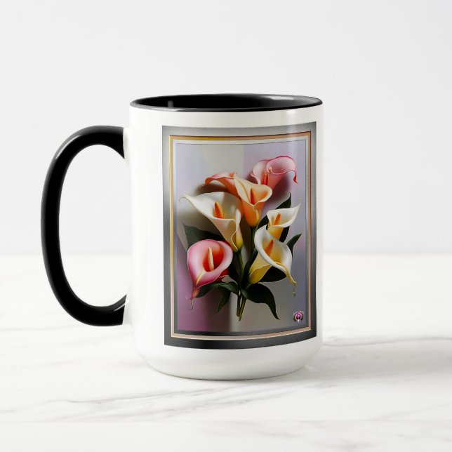 A Blossoming Of Calla Lilies In Pastel Colours Mug (Left)