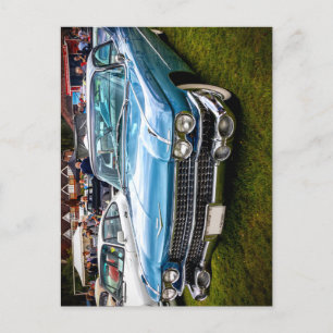 A blue 1959 Cadillac Eldorado Biarritz. Postcard