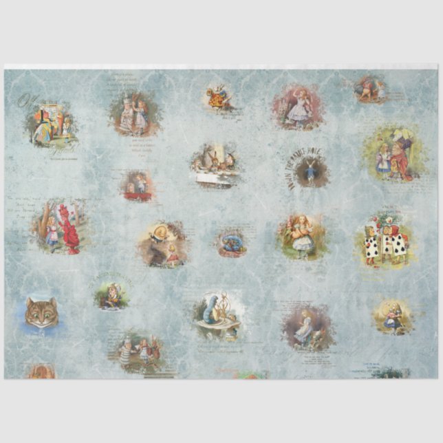 A Blue Alice in Wonderland Series Design 2 Tissue Paper (Front)