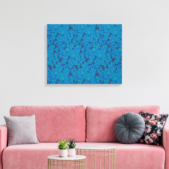 a blue and black background with a pattern canvas print (Insitu(LivingRoom))