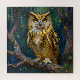 A Blue and Gold Majestic Owl   Jigsaw Puzzle