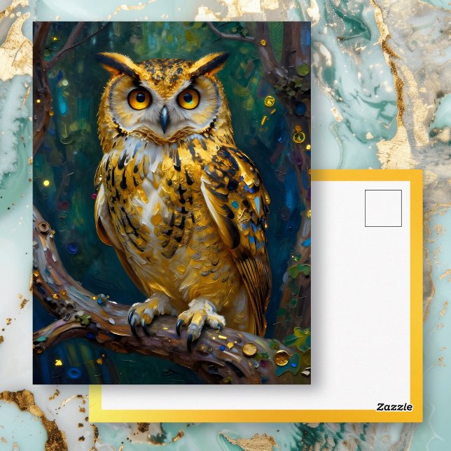 A Blue and Gold Owl |m Keeping in Touch Postcard (Creator Uploaded)