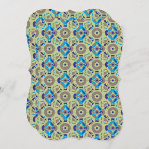 a blue and green pattern on a green background