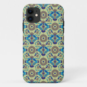 a blue and green pattern on a green background Case-Mate iPhone case