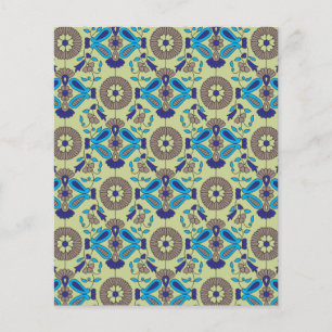 a blue and green pattern on a green background flyer