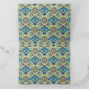 a blue and green pattern on a green background thank you card