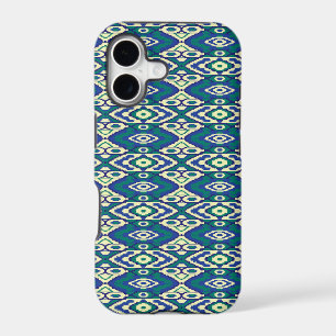a blue and green pattern with a white background
