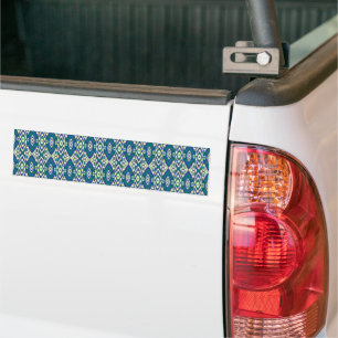 a blue and green pattern with a white background bumper sticker