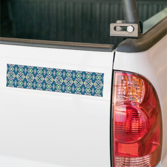 a blue and green pattern with a white background bumper sticker (On Truck)