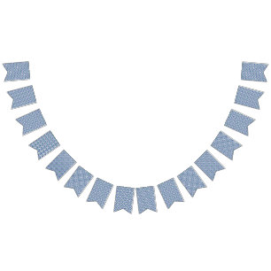 a blue and green pattern with a white background bunting 