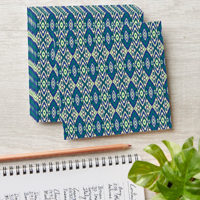 a blue and green pattern with a white background envelope (Stacked)