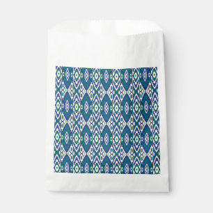 a blue and green pattern with a white background favour bags