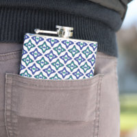 a blue and green pattern with a white background
