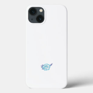 a blue and white flower on a white background iPhone 13 case