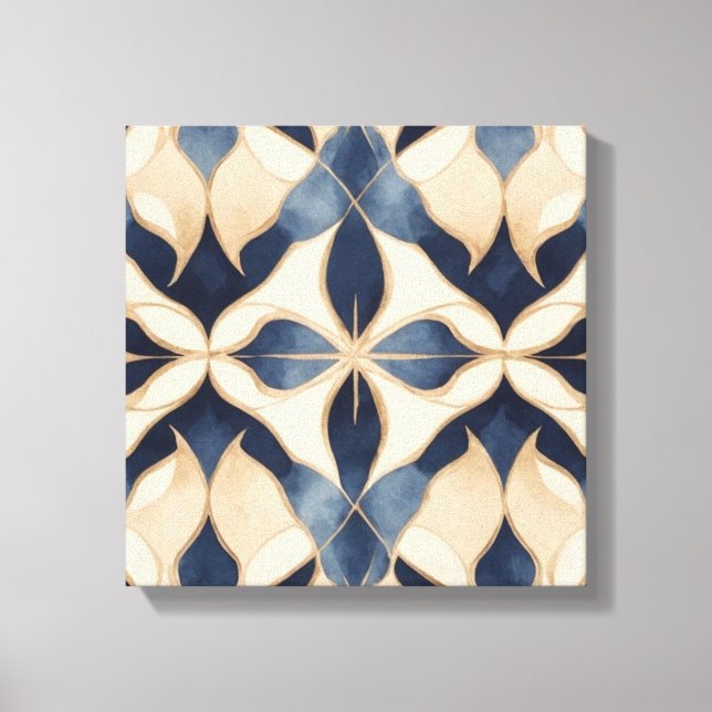 a blue and white pattern canvas print (Front)
